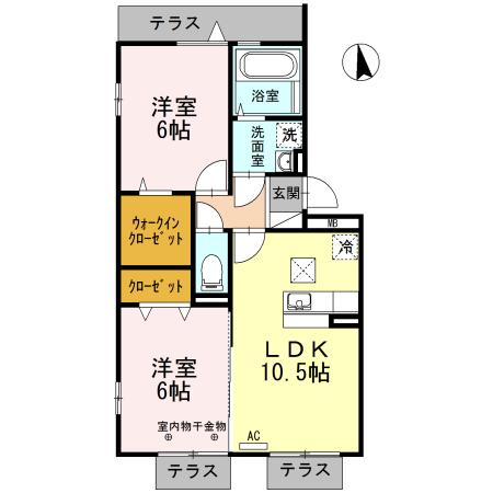 CASAFELICEⅠ(2LDK/1階)の間取り写真