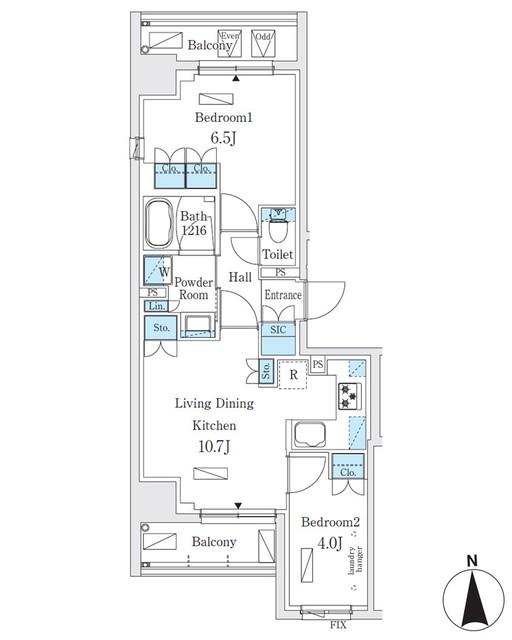 ジオエント秋葉原(2LDK/10階)の間取り写真