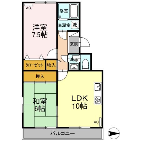 浮間パークサイドハイツ(2LDK/1階)の間取り写真