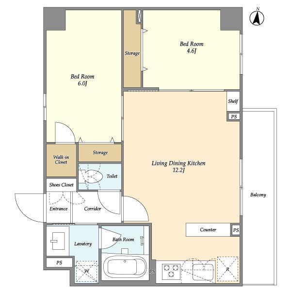 CREATIF日暮里(2LDK/1階)の間取り写真