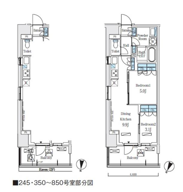 ロイヤルパークス赤羽ノース(2DK/3階)の間取り写真