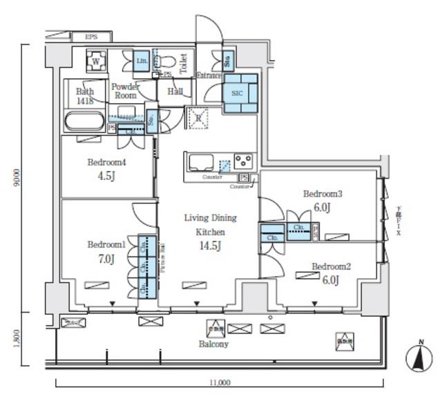 ロイヤルパークス赤羽ノース(4LDK/3階)の間取り写真
