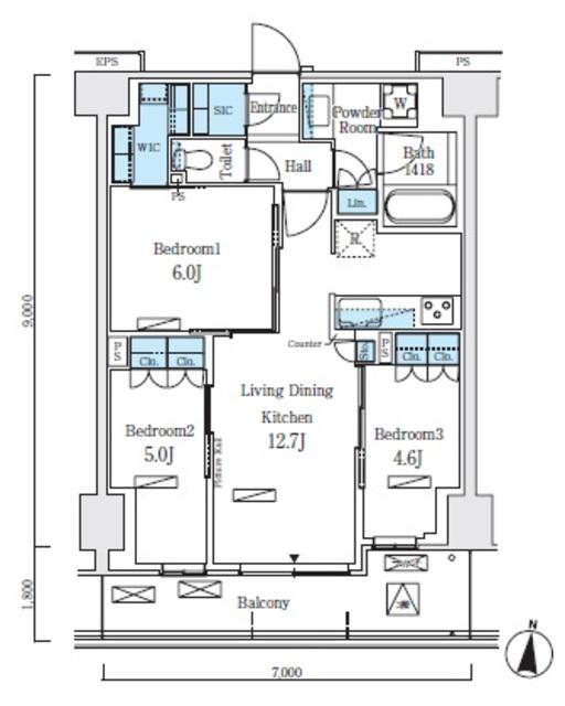 ロイヤルパークス赤羽ノース(3LDK/5階)の間取り写真