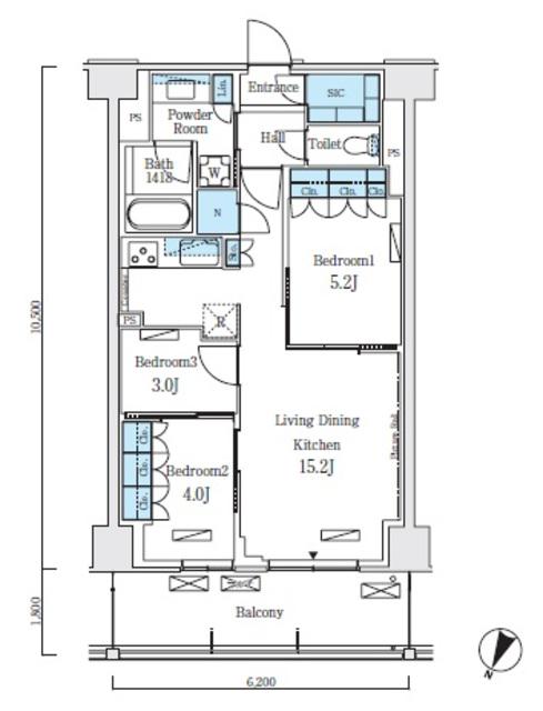 ロイヤルパークス赤羽ノース(3LDK/9階)の間取り写真