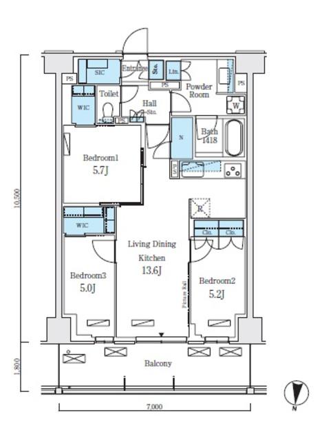 ロイヤルパークス赤羽ノース(3LDK/9階)の間取り写真
