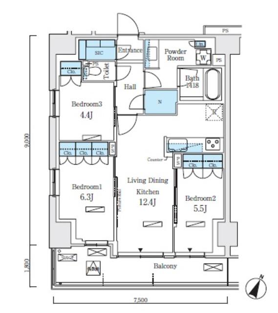 ロイヤルパークス赤羽ノース(3LDK/3階)の間取り写真