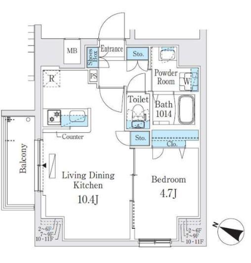 プライムブリス板橋本町(1LDK/10階)の間取り写真