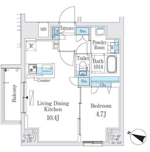 プライムブリス板橋本町(1LDK/11階)の間取り写真