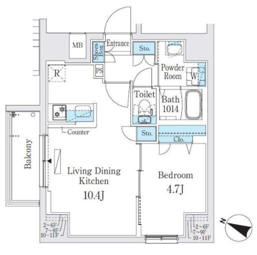 プライムブリス板橋本町(1LDK/6階)の間取り写真