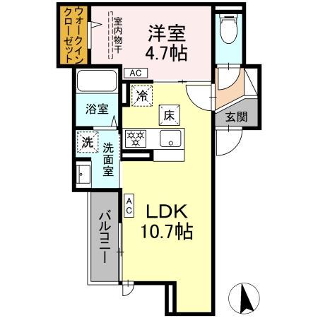 セレスティア豊島N(1LDK/1階)の間取り写真