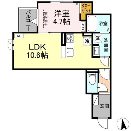 セレスティア豊島N(1LDK/3階)の間取り写真