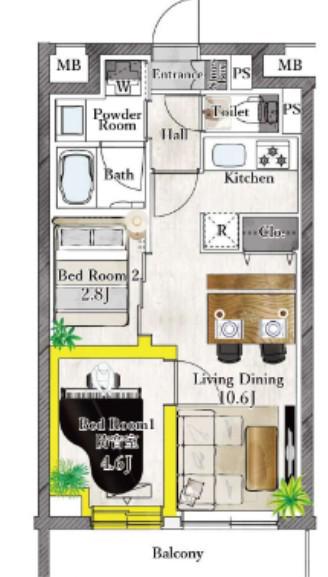 プラネソシエプラス桜台(2LDK/1階)の間取り写真