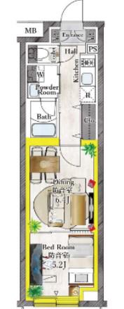 プラネソシエプラス桜台(1DK/2階)の間取り写真