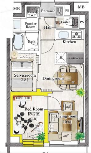 プラネソシエプラス桜台(1SLDK/2階)の間取り写真