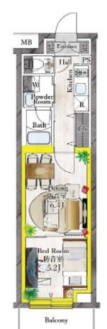 プラネソシエプラス桜台(1DK/3階)の間取り写真