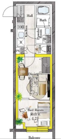 プラネソシエプラス桜台(1DK/3階)の間取り写真