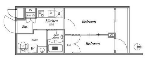 レジデンス新宿中落合スクエア(2K/1階)の間取り写真