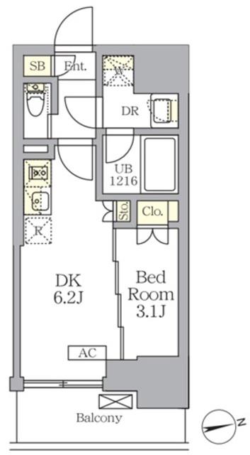 ザ・ライオンズフォーシア文京湯島(1DK/1階)の間取り写真