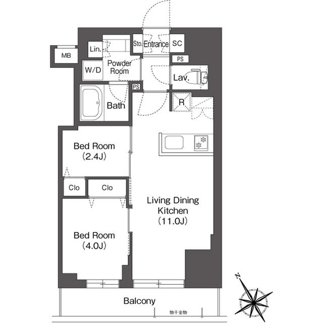BLUROCK後楽園(2LDK/13階)の間取り写真
