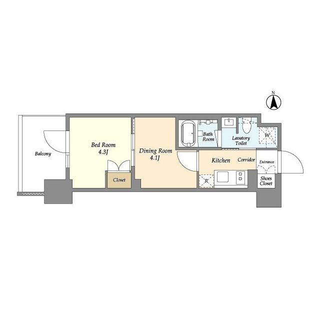 ジオエント上野稲荷町(2K/11階)の間取り写真