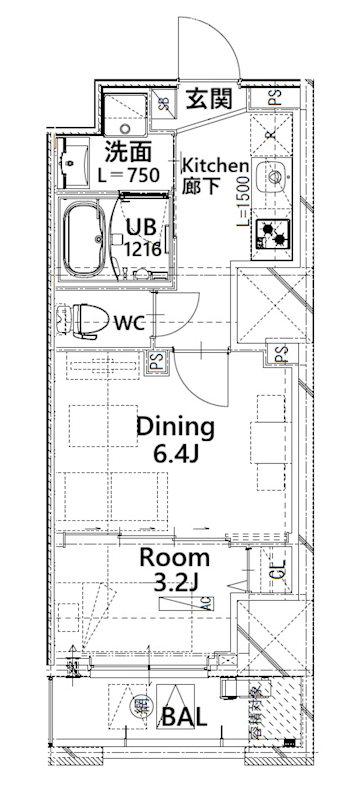フロンティアレジデンス板橋(1LDK/7階)の間取り写真