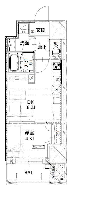 フロンティアレジデンス板橋(1LDK/4階)の間取り写真