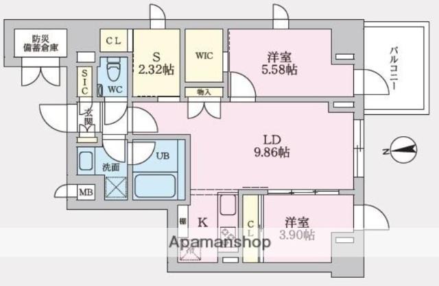 タスキプライムテラス後楽園(2SLDK/3階)の間取り写真