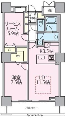 ロイヤルパークスタワー南千住(1SLDK/18階)の間取り写真