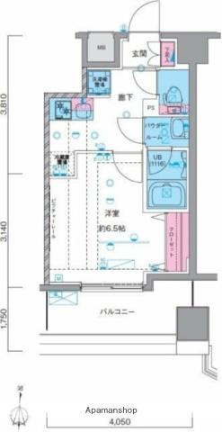 GENOVIA南千住ⅤSKYGARDEN(1K/8階)の間取り写真