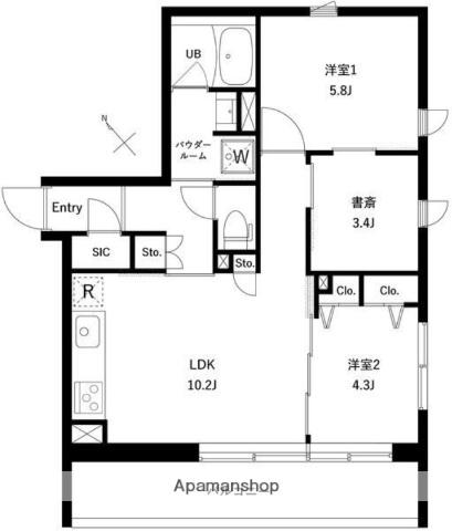 JMFレジデンス新板橋(2SLDK/2階)の間取り写真
