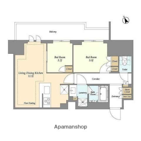 オアーゼ日暮里レジデンス(2LDK/3階)の間取り写真