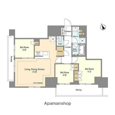 オアーゼ日暮里レジデンス(3LDK/11階)の間取り写真