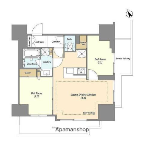 オアーゼ日暮里レジデンス(2LDK/10階)の間取り写真