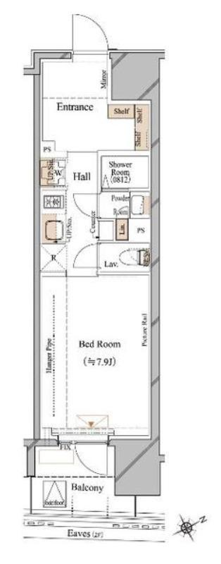 ブランシエスタ浅草蔵前(1K/9階)の間取り写真