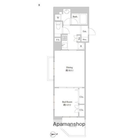 ルクレ東上野レジデンス(1LDK/5階)の間取り写真