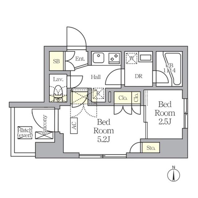 アジールコート王子(2K/6階)の間取り写真