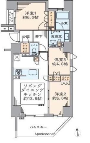 リストレジデンス浅草国際通(3LDK/10階)の間取り写真