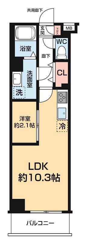 ARCOBALENO DAISHIMAE(1LDK/4階)の間取り写真