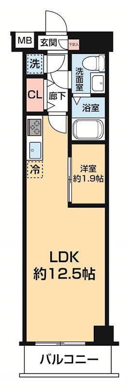 ARCOBALENO DAISHIMAE(1LDK/1階)の間取り写真