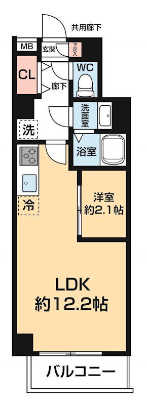 ARCOBALENO DAISHIMAE(1LDK/5階)の間取り写真