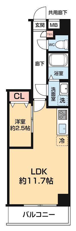 ARCOBALENO DAISHIMAE(1LDK/1階)の間取り写真