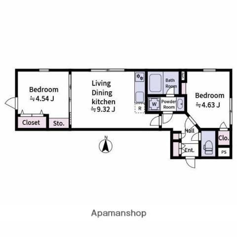 ALATO OYAMA(2LDK/2階)の間取り写真