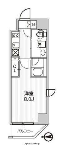 LUNIQ新御徒町Ⅱ(1K/6階)の間取り写真