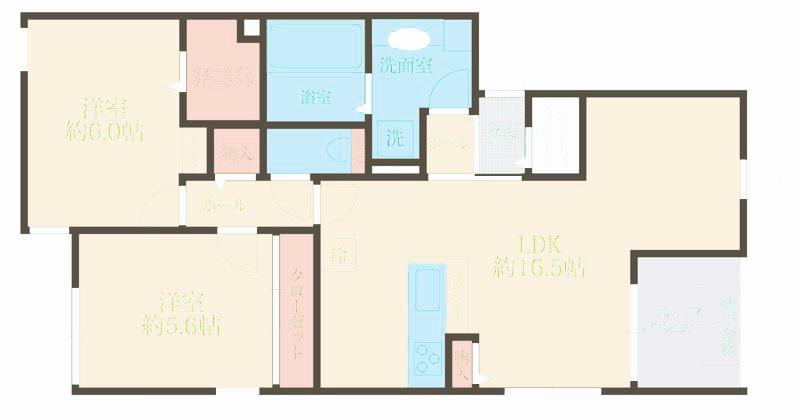 LULU西尾久(2LDK/2階)の間取り写真