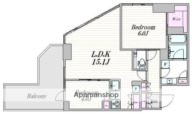 BRILLIA TOWER 池袋 ウエスト(2LDK/4階)の間取り写真