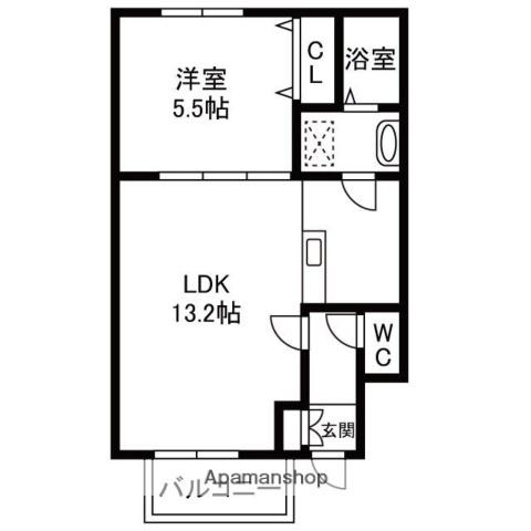 メゾンYB(1LDK/1階)の間取り写真