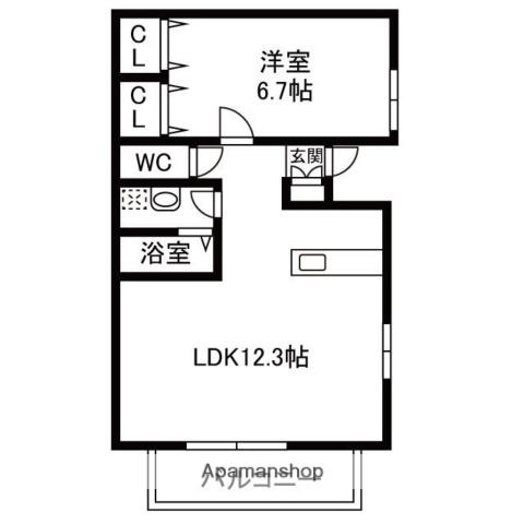 メゾンYB(1LDK/1階)の間取り写真