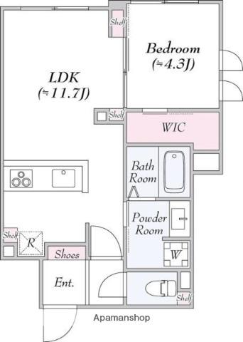 レジデンスジャヴァ飯田橋(1LDK/1階)の間取り写真
