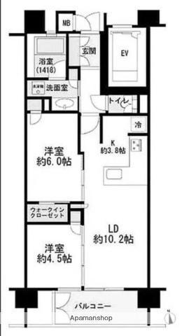 プレミスト神楽坂(2LDK/4階)の間取り写真