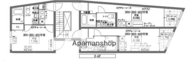 COCOCUBE北千住Ⅱ(ワンルーム/3階)の間取り写真